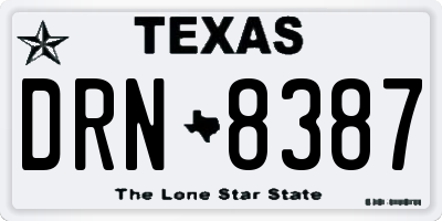 TX license plate DRN8387