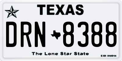 TX license plate DRN8388