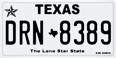 TX license plate DRN8389