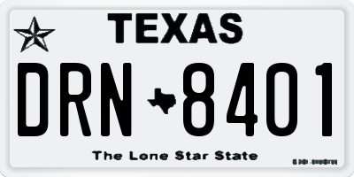 TX license plate DRN8401