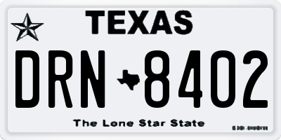 TX license plate DRN8402