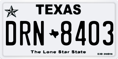 TX license plate DRN8403