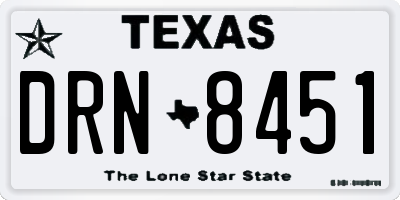 TX license plate DRN8451