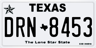TX license plate DRN8453