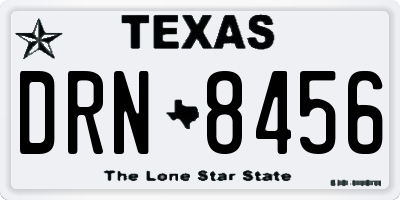 TX license plate DRN8456