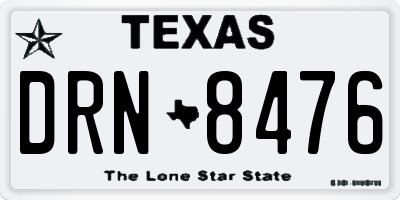 TX license plate DRN8476