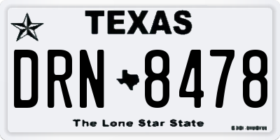 TX license plate DRN8478