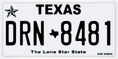 TX license plate DRN8481