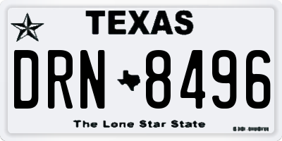 TX license plate DRN8496