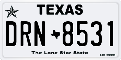 TX license plate DRN8531