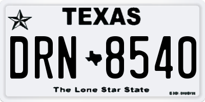 TX license plate DRN8540