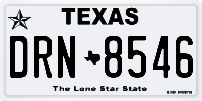 TX license plate DRN8546