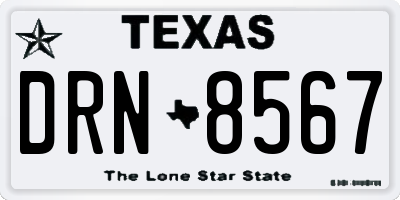 TX license plate DRN8567
