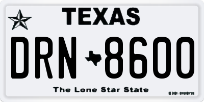TX license plate DRN8600