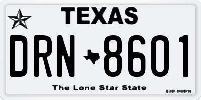 TX license plate DRN8601