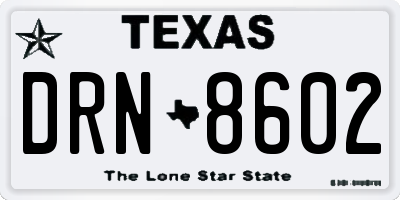 TX license plate DRN8602