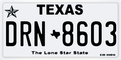 TX license plate DRN8603