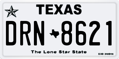 TX license plate DRN8621