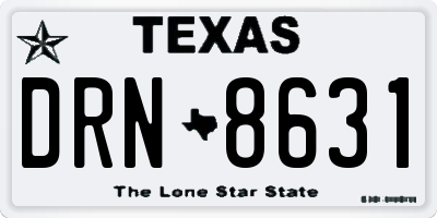TX license plate DRN8631