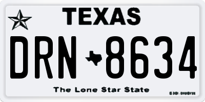TX license plate DRN8634