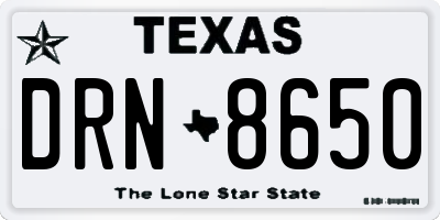 TX license plate DRN8650