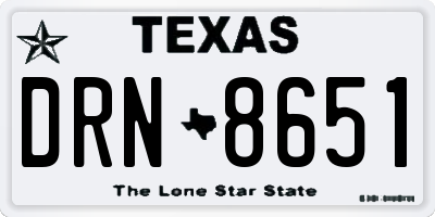 TX license plate DRN8651
