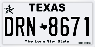 TX license plate DRN8671