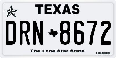 TX license plate DRN8672