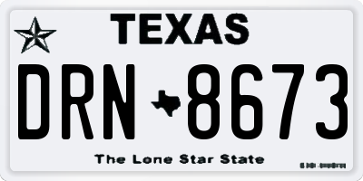 TX license plate DRN8673