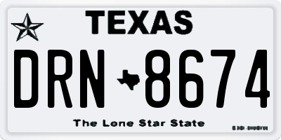 TX license plate DRN8674