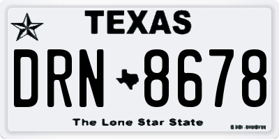 TX license plate DRN8678