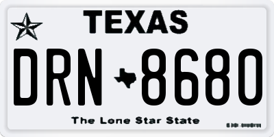 TX license plate DRN8680
