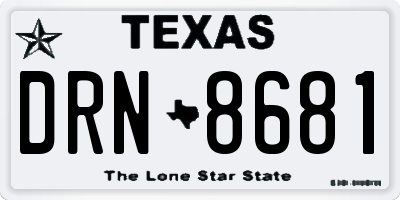 TX license plate DRN8681