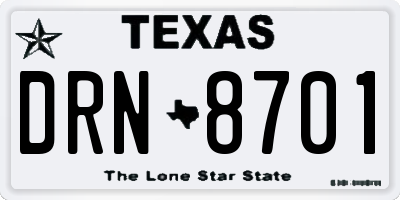 TX license plate DRN8701