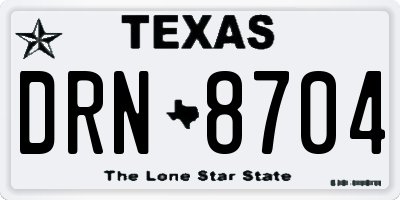 TX license plate DRN8704