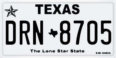 TX license plate DRN8705