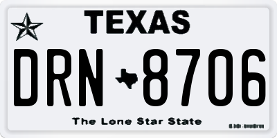 TX license plate DRN8706