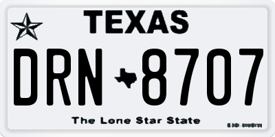 TX license plate DRN8707