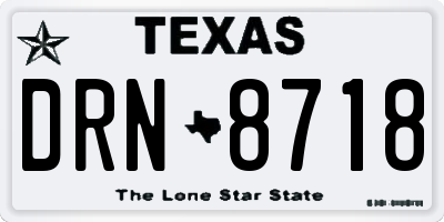 TX license plate DRN8718