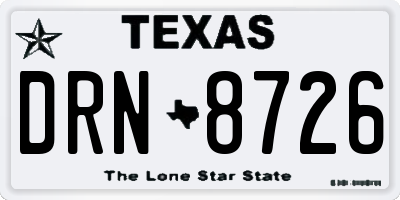 TX license plate DRN8726