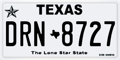 TX license plate DRN8727