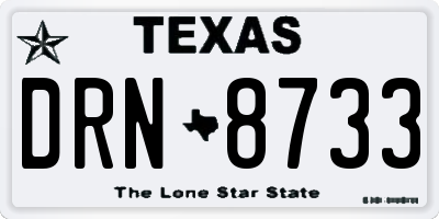 TX license plate DRN8733
