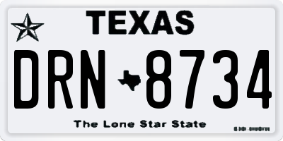 TX license plate DRN8734