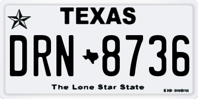 TX license plate DRN8736