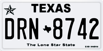 TX license plate DRN8742