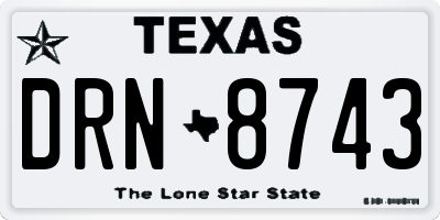 TX license plate DRN8743