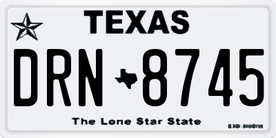 TX license plate DRN8745