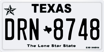 TX license plate DRN8748