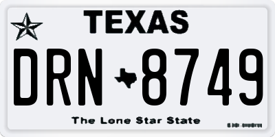 TX license plate DRN8749