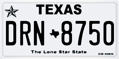 TX license plate DRN8750